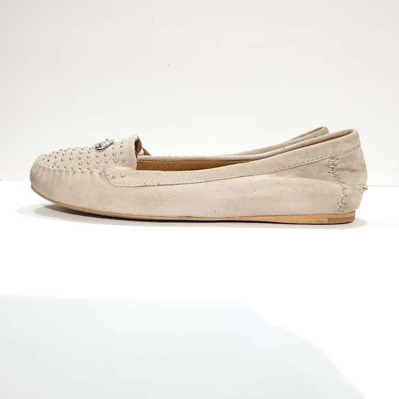 Coach Suede Leather Moccasin Loafers Driving Flats Studded Slip-on - Picture 4 of 8
